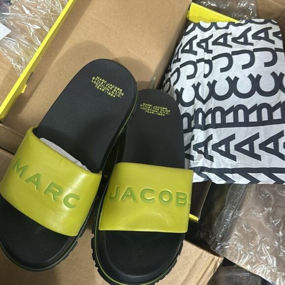 NEW Marc Jacobs Leather Slides Unisex in Size 42 or Size 12 - Picture 5 of 7